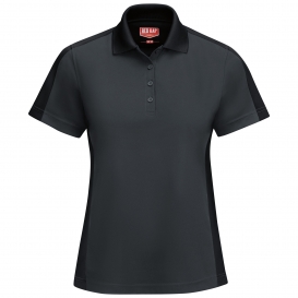 Red Kap SK53 Women\'s Short Sleeve Performance Knit Two-Tone Polo - Charcoal/Black