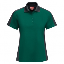 Red Kap SK53 Women\'s Short Sleeve Performance Knit Two-Tone Polo - Hunter Green/Charcoal