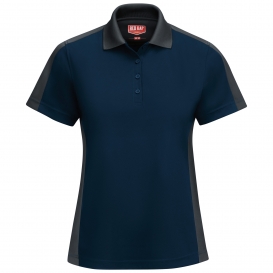 Red Kap SK53 Women\'s Short Sleeve Performance Knit Two-Tone Polo - Navy/Charcoal