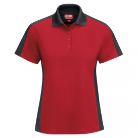 Red Kap SK53 Women\'s Short Sleeve Performance Knit Two-Tone Polo - Red/Charcoal