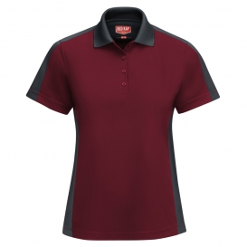 Red Kap SK53 Women\'s Short Sleeve Performance Knit Two-Tone Polo - Burgundy/Charcoal