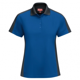 Red Kap SK53 Women\'s Short Sleeve Performance Knit Two-Tone Polo - Royal Blue/Charcoal