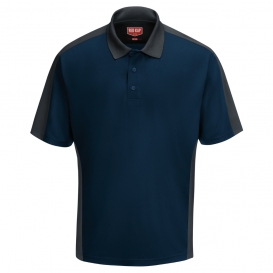Red Kap SK54 Men\'s Short Sleeve Performance Knit Two-Tone Polo - Navy/Charcoal