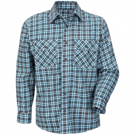 Bulwark FR SLD6TL Plaid Uniform Shirt - EXCEL FR ComforTouch - Teal/Brown
