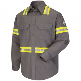 Bulwark FR SLDT Enhanced Visibility Uniform Shirt - EXCEL FR ComforTouch - 7 oz. - Grey