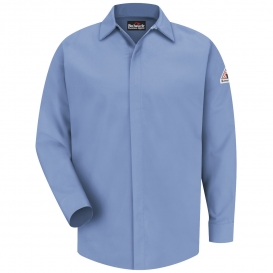 Bulwark FR SLS2 Men\'s Midweight FR Pocketless Concealed-Gripper Work Shirt - Light Blue