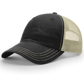Richardson 111 Garment-Washed Trucker Cap - Black/Khaki