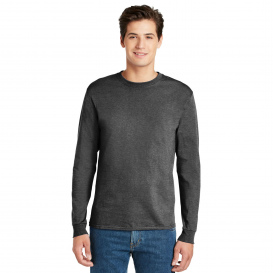 Hanes 5586 Authentic 100% Cotton Long Sleeve T-Shirt - Charcoal Heather