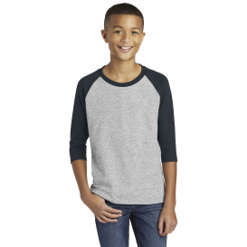 Gildan 5700B Youth Heavy Cotton 3/4-Sleeve T-Shirt - Sport Grey/Navy