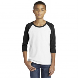 Gildan 5700B Youth Heavy Cotton 3/4-Sleeve T-Shirt - White/Black