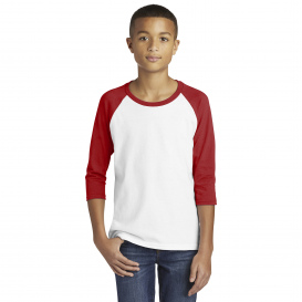 Gildan 5700B Youth Heavy Cotton 3/4-Sleeve T-Shirt - White/Red