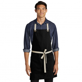 Port Authority A815 Canvas Full Length Two-Pocket Apron - Black/Stone