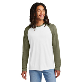 Allmade AL6009 Unisex Tri-Blend Long Sleeve Colorblock Raglan - Olive You Green/Bright White