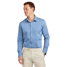 Brooks Brothers BB18006 Tech Stretch Patterned Shirt - Charter Blue ...