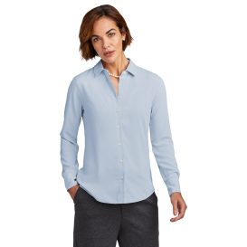 Brooks Brothers BB18007 Women\'s Full-Button Satin Blouse - Heritage Blue
