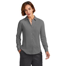 Brooks Brothers BB18007 Women\'s Full-Button Satin Blouse - Shadow Grey
