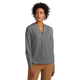 Brooks Brothers BB18009 Women\'s Open-Neck Satin Blouse - Shadow Grey