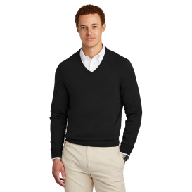 Brooks Brothers BB18400 Cotton Stretch V-Neck Sweater - Deep Black