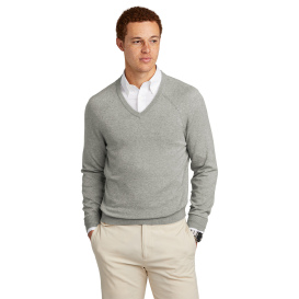 Brooks Brothers BB18400 Cotton Stretch V-Neck Sweater - Light Shadow Grey Heather