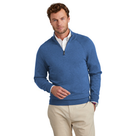 Brooks Brothers BB18402 Cotton Stretch 1/4-Zip Sweater - Charter Blue Heather