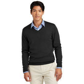 Brooks Brothers BB18410 Washable Merino V-Neck Sweater - Deep Black
