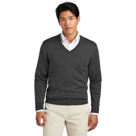 Brooks Brothers BB18410 Washable Merino V-Neck Sweater - Windsor Grey Heather