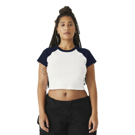 Bella + Canvas BC1201 Women\'s Micro Rib Raglan Baby Tee - White/Navy