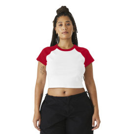 Bella + Canvas BC1201 Women\'s Micro Rib Raglan Baby Tee - White/Red
