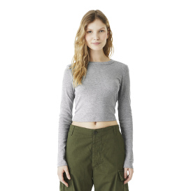 Bella + Canvas BC1501 Women\'s Micro Rib Long Sleeve Baby Tee - Athletic Heather