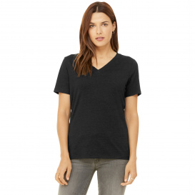 Bella + Canvas BC6405CVC Women\'s Relaxed Heather CVC V-Neck Tee - Black Heather