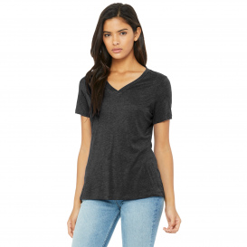 Bella + Canvas BC6415 Women\'s Relaxed Triblend V-Neck Tee - Charcoal Black Triblend