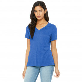 Bella + Canvas BC6415 Women\'s Relaxed Triblend V-Neck Tee - True Royal Triblend