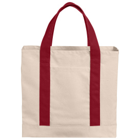 Port Authority BG429 Cotton Canvas Two-Tone Tote - Natural/Deep Red