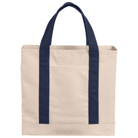 Port Authority BG429 Cotton Canvas Two-Tone Tote - Natural/River Blue Navy