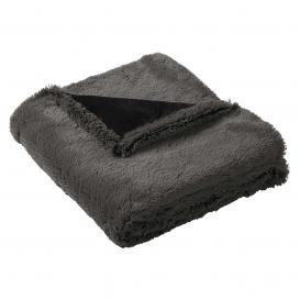 Port Authority BP45 Faux Fur Blanket - Shadow Grey/Deep Black