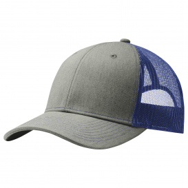 Port Authority C112 Snapback Trucker Cap - Heather Grey/Patriot Blue