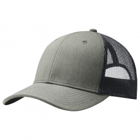 Port Authority C112 Snapback Trucker Cap - Heather Grey/Rich Navy