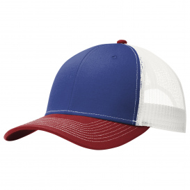 Port Authority C112 Snapback Trucker Cap - Patriot Blue/Flame Red/White