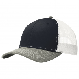 Port Authority C112 Snapback Trucker Cap - Rich Navy/Heather Grey/White