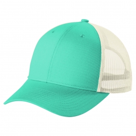 Port Authority C112LP Low-Profile Snapback Trucker Cap - Bright Seafoam/Ecru