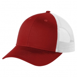 Port Authority C112LP Low-Profile Snapback Trucker Cap - Flame Red/White