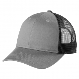 Port Authority C112LP Low-Profile Snapback Trucker Cap - Heather Grey/Black