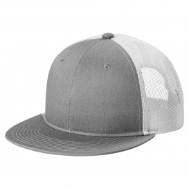 Port Authority C117 Snapback Flat Bill Trucker Cap - Heather Grey/White