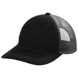 Port Authority C119 Unstructured Snapback Trucker Cap - Black/Grey Steel