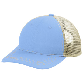 Port Authority C119 Unstructured Snapback Trucker Cap - Carolina Blue/Tan