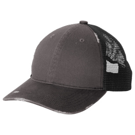 Port Authority C600 Distressed Mesh Back Cap - Grey Steel/Black