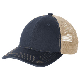 Port Authority C600 Distressed Mesh Back Cap - River Blue Navy/Khaki