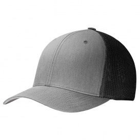 Port Authority C812 Flexfit Mesh Back Cap - Heather Grey/Black