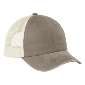Port Authority C943 Beach Wash Mesh Back Cap - Taupe/Stone