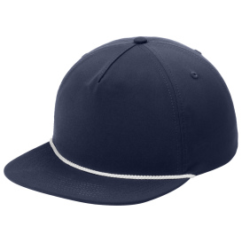 Port Authority C981 5-Panel Poly Rope Cap - River Blue Navy/White